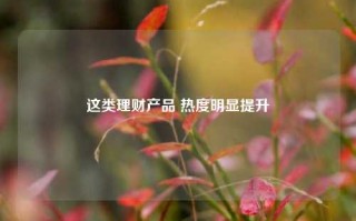 这类理财产品 热度明显提升