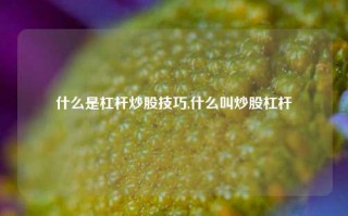 什么是杠杆炒股技巧,什么叫炒股杠杆