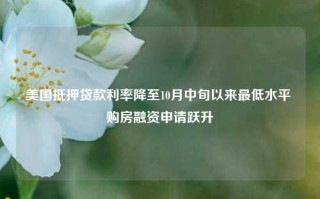 美国抵押贷款利率降至10月中旬以来最低水平 购房融资申请跃升