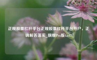 正规股票杠杆平台正规股票杠杆平台开户，正确解答落实_旗舰Pro版4.647