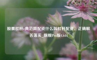 股票杠杆e典范简配资什么叫杠杆配资，正确解答落实_旗舰Pro版4.644