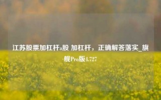 江苏股票加杠杆a股 加杠杆，正确解答落实_旗舰Pro版4.727