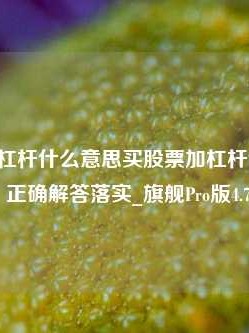 买股票加杠杆什么意思买股票加杠杆什么意思?，正确解答落实_旗舰Pro版4.710