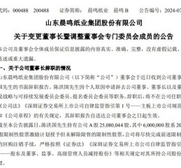 国内最大造纸企业之一突发公告！晨鸣纸业董事长夫妇同时辞职