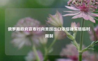 俄罗斯政府宣布对向美国出口浓缩铀实施临时限制