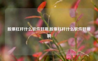 股票杠杆什么软件好用,股票杠杆什么软件好用啊