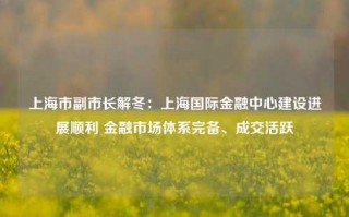 上海市副市长解冬：上海国际金融中心建设进展顺利 金融市场体系完备、成交活跃