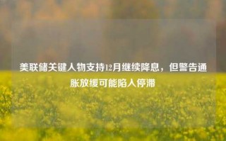 美联储关键人物支持12月继续降息，但警告通胀放缓可能陷入停滞