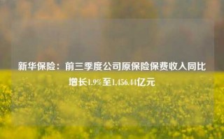 新华保险：前三季度公司原保险保费收入同比增长1.9%至1,456.44亿元