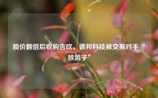 股价翻倍后收购告吹，德邦科技被交易对手“放鸽子”