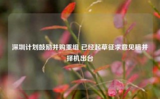 深圳计划鼓励并购重组 已经起草征求意见稿并择机出台