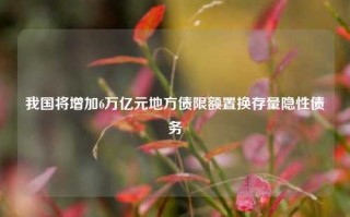 我国将增加6万亿元地方债限额置换存量隐性债务