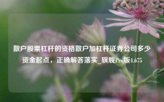 散户股票杠杆的资格散户加杠杆证券公司多少资金起点，正确解答落实_旗舰Pro版4.675