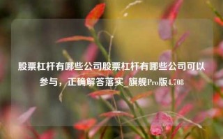 股票杠杆有哪些公司股票杠杆有哪些公司可以参与，正确解答落实_旗舰Pro版4.708