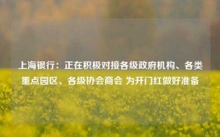 上海银行：正在积极对接各级政府机构、各类重点园区、各级协会商会 为开门红做好准备