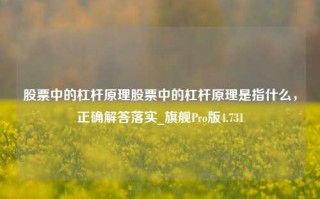 股票中的杠杆原理股票中的杠杆原理是指什么，正确解答落实_旗舰Pro版4.731