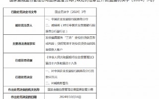 农发行固原市分行被罚60万元：因发放偏离服务“三农”定位的贷款且形成风险等