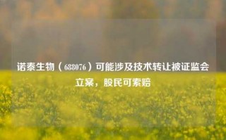 诺泰生物（688076）可能涉及技术转让被证监会立案，股民可索赔