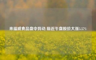 来福威食品盘中异动 临近午盘股价大涨5.57%