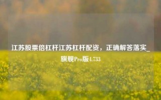 江苏股票倍杠杆江苏杠杆配资，正确解答落实_旗舰Pro版4.733