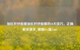 加杠杆炒股票加杠杆炒股票的10大技巧，正确解答落实_旗舰Pro版4.665