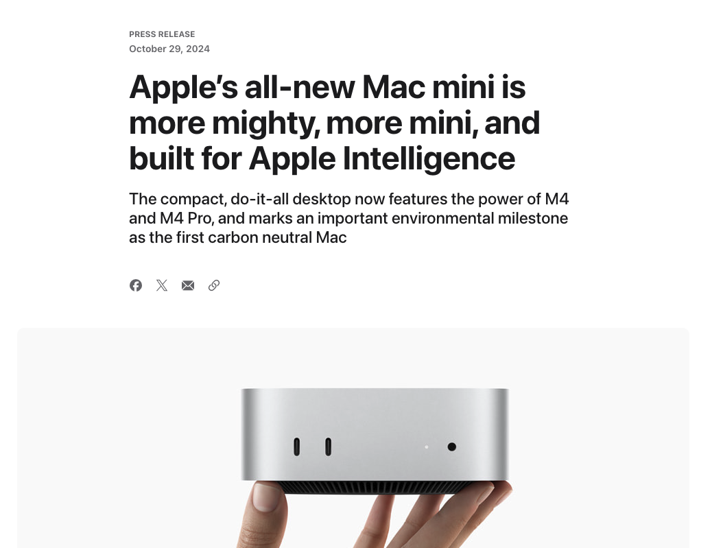 苹果上新：能揣兜里的Mac mini“加量不加价” M4 Pro芯片登场-第1张图片-十倍杠杆-股票杠杆