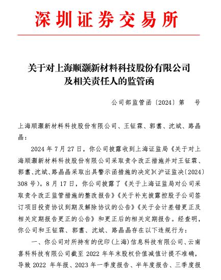 多个财报财务数据不准确、信披违规，顺灏股份收监管函-第1张图片-十倍杠杆-股票杠杆