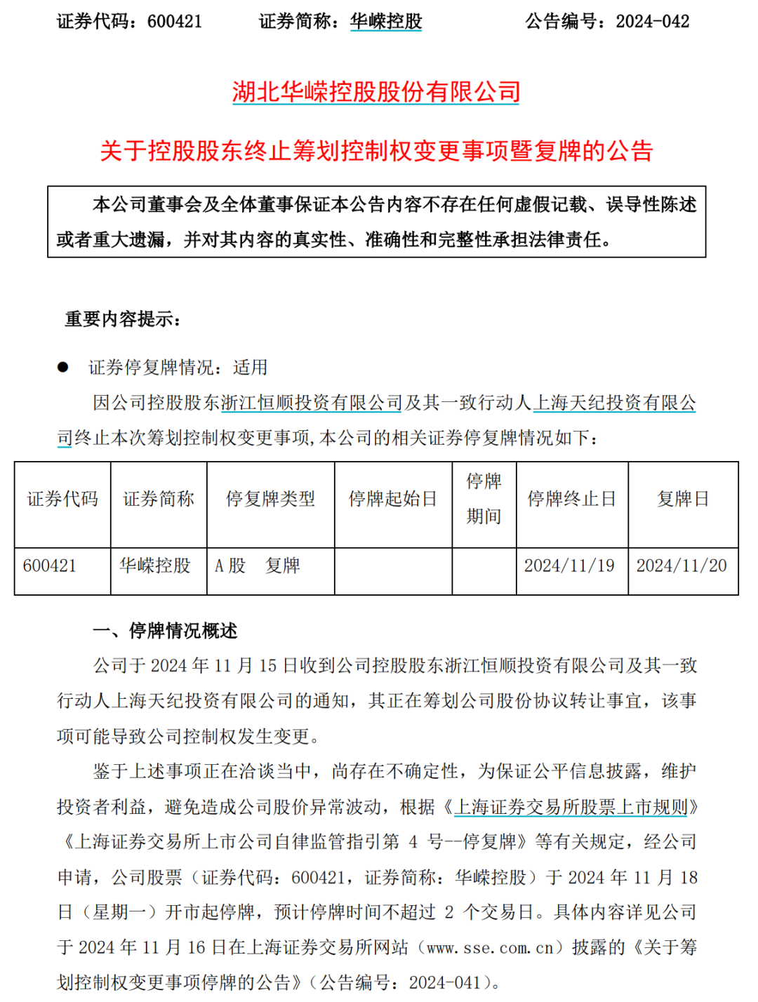 明日复牌！又有A股宣布，终止筹划控股权变更-第1张图片-十倍杠杆-股票杠杆