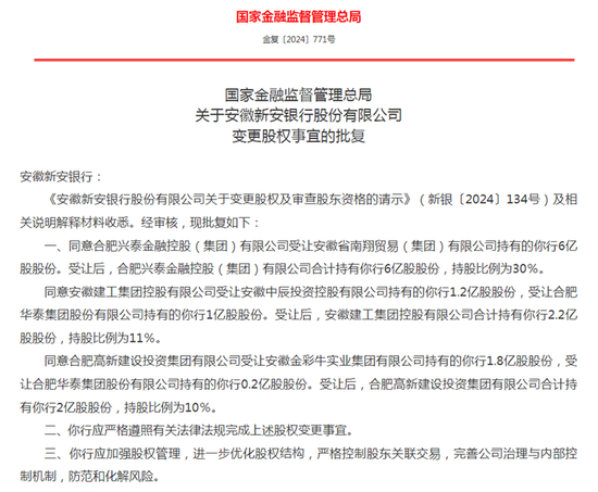 首例国资控股民营银行：新安银行51%股权变更获批 去年净利润仅0.44亿-第1张图片-十倍杠杆-股票杠杆