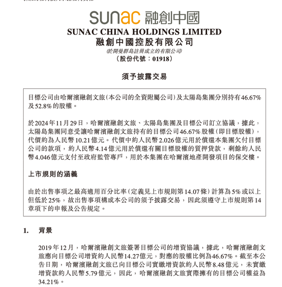 已投资5年，知名房产开发商宣布：退股哈尔滨冰雪大世界！当地国资接盘，10亿元价款有严格用途-第1张图片-十倍杠杆-股票杠杆