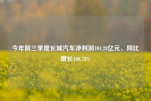 今年前三季度长城汽车净利润104.28亿元，同比增长108.78%-第1张图片-十倍杠杆-股票杠杆