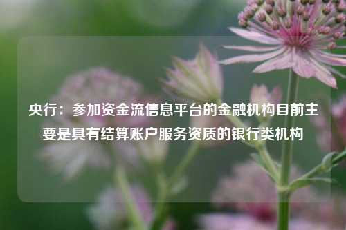 央行：参加资金流信息平台的金融机构目前主要是具有结算账户服务资质的银行类机构-第1张图片-十倍杠杆-股票杠杆