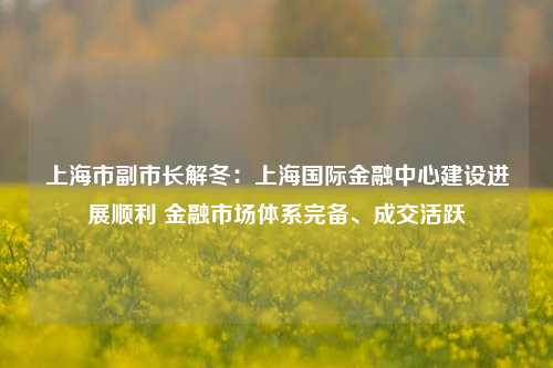 上海市副市长解冬：上海国际金融中心建设进展顺利 金融市场体系完备、成交活跃-第1张图片-十倍杠杆-股票杠杆