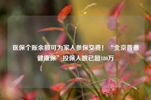 医保个账余额可为家人参保交费！“北京普惠健康保”投保人数已超180万-第1张图片-十倍杠杆-股票杠杆