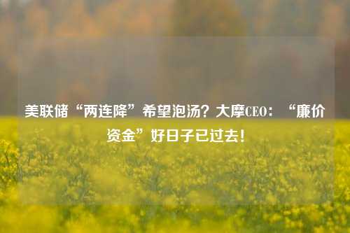 美联储“两连降”希望泡汤？大摩CEO：“廉价资金”好日子已过去！-第1张图片-十倍杠杆-股票杠杆