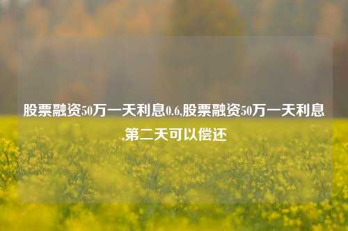 股票融资50万一天利息0.6,股票融资50万一天利息,第二天可以偿还-第1张图片-十倍杠杆-股票杠杆