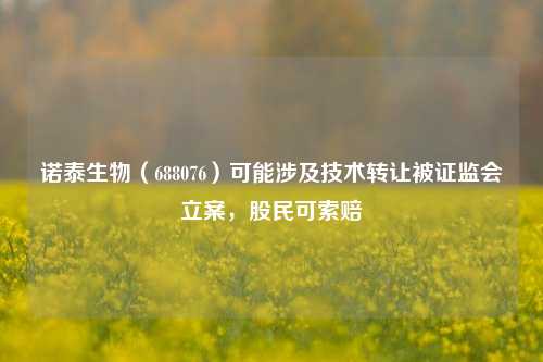 诺泰生物（688076）可能涉及技术转让被证监会立案，股民可索赔-第1张图片-十倍杠杆-股票杠杆