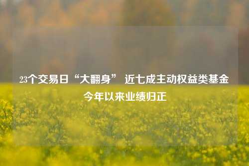 23个交易日“大翻身” 近七成主动权益类基金今年以来业绩归正-第1张图片-十倍杠杆-股票杠杆