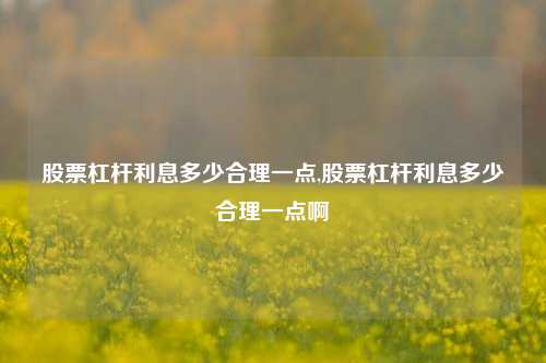 股票杠杆利息多少合理一点,股票杠杆利息多少合理一点啊-第1张图片-十倍杠杆-股票杠杆