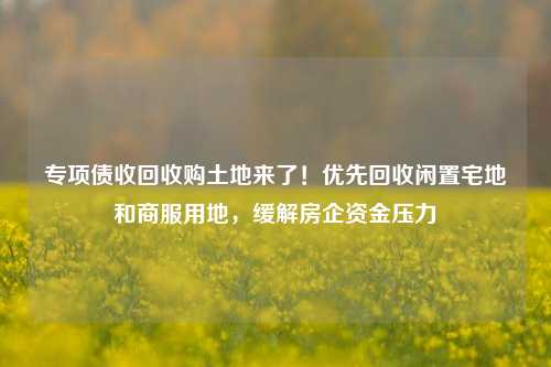 专项债收回收购土地来了！优先回收闲置宅地和商服用地，缓解房企资金压力-第1张图片-十倍杠杆-股票杠杆