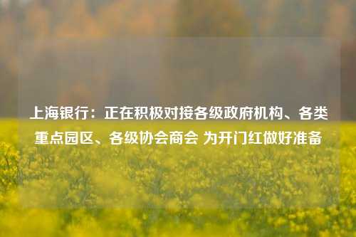 上海银行：正在积极对接各级政府机构、各类重点园区、各级协会商会 为开门红做好准备-第1张图片-十倍杠杆-股票杠杆