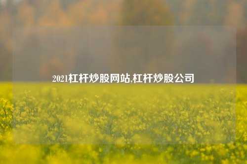 2021杠杆炒股网站,杠杆炒股公司-第1张图片-十倍杠杆-股票杠杆