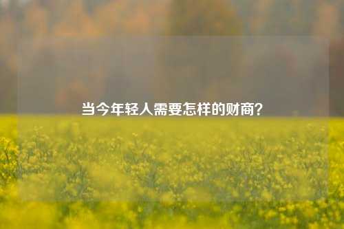 当今年轻人需要怎样的财商？-第1张图片-十倍杠杆-股票杠杆