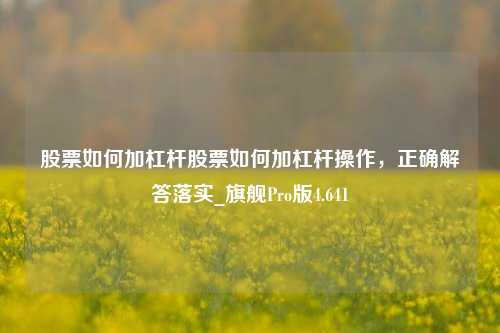 股票如何加杠杆股票如何加杠杆操作，正确解答落实_旗舰Pro版4.641-第1张图片-十倍杠杆-股票杠杆