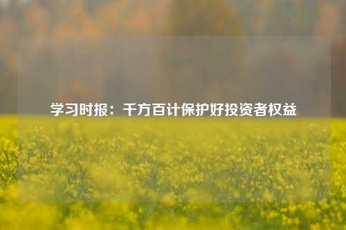 学习时报：千方百计保护好投资者权益-第1张图片-十倍杠杆-股票杠杆