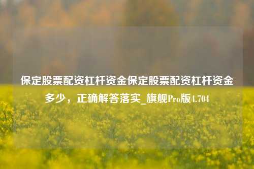 保定股票配资杠杆资金保定股票配资杠杆资金多少，正确解答落实_旗舰Pro版4.704-第1张图片-十倍杠杆-股票杠杆