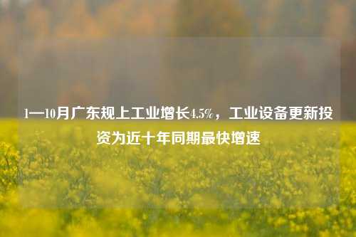 1—10月广东规上工业增长4.5%，工业设备更新投资为近十年同期最快增速-第1张图片-十倍杠杆-股票杠杆