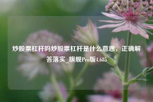 炒股票杠杆吗炒股票杠杆是什么意思，正确解答落实_旗舰Pro版4.685-第1张图片-十倍杠杆-股票杠杆