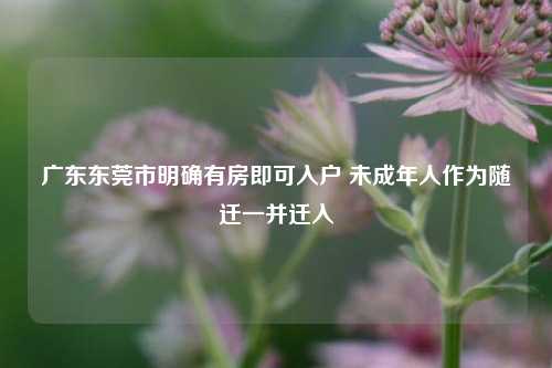 广东东莞市明确有房即可入户 未成年人作为随迁一并迁入-第1张图片-十倍杠杆-股票杠杆