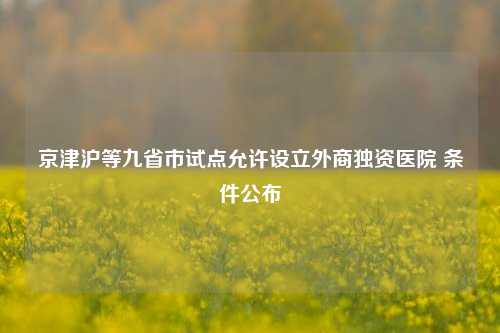 京津沪等九省市试点允许设立外商独资医院 条件公布-第1张图片-十倍杠杆-股票杠杆